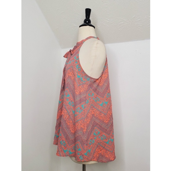 Pink Rose Keyhole Tie Front Tank - Picture 4 of 4